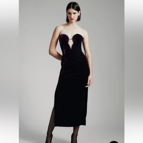 Bardot Dresses & Skirts - NWT Bardot Lilah Velour Midi Dress Dark Purple Size 6